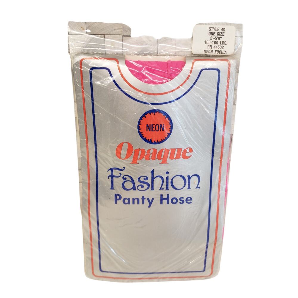 Vintage Opaque Panty Hose Neon Pink 80s One Size School Girl